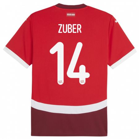 Kandiny Kinder Schweiz Steven Zuber #14 Rot Heimtrikot Trikot 24-26 T-Shirt