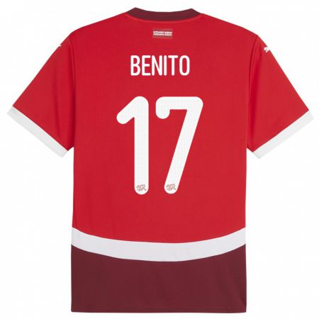 Kandiny Kinder Schweiz Loris Benito #17 Rot Heimtrikot Trikot 24-26 T-Shirt