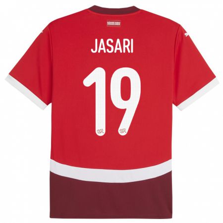 Kandiny Kinder Schweiz Ardon Jasari #19 Rot Heimtrikot Trikot 24-26 T-Shirt