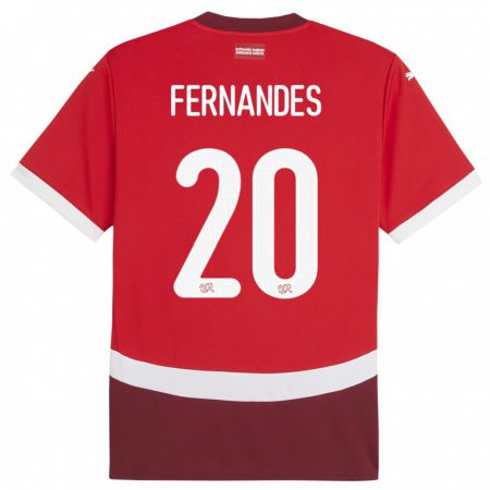 Kandiny Kinder Schweiz Edimilson Fernandes #20 Rot Heimtrikot Trikot 24-26 T-Shirt