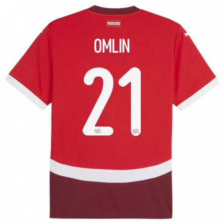 Kandiny Kinder Schweiz Jonas Omlin #21 Rot Heimtrikot Trikot 24-26 T-Shirt