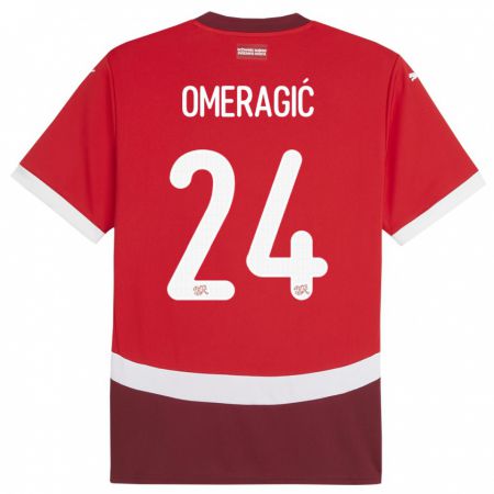 Kandiny Kinder Schweiz Becir Omeragic #24 Rot Heimtrikot Trikot 24-26 T-Shirt