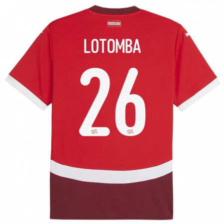 Kandiny Kinder Schweiz Jordan Lotomba #26 Rot Heimtrikot Trikot 24-26 T-Shirt