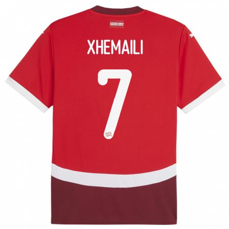 Kandiny Kinder Schweiz Riola Xhemaili #7 Rot Heimtrikot Trikot 24-26 T-Shirt