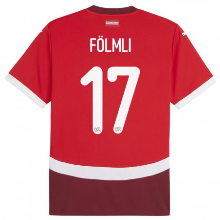 Kandiny Kinder Schweiz Svenja Folmli #17 Rot Heimtrikot Trikot 24-26 T-Shirt