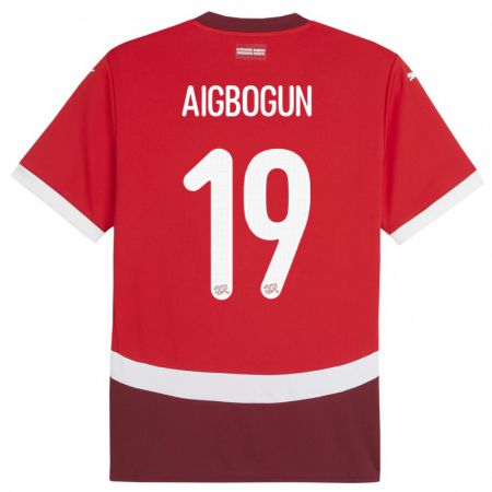 Kandiny Kinder Schweiz Eseosa Aigbogun #19 Rot Heimtrikot Trikot 24-26 T-Shirt