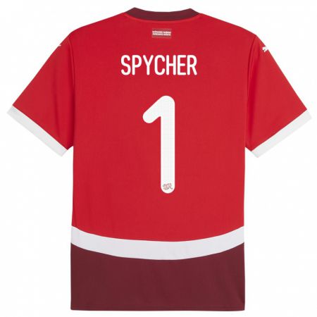 Kandiny Kinder Schweiz Tim Spycher #1 Rot Heimtrikot Trikot 24-26 T-Shirt