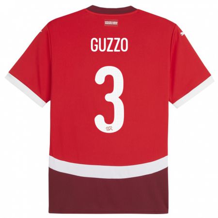Kandiny Kinder Schweiz Ramon Guzzo #3 Rot Heimtrikot Trikot 24-26 T-Shirt