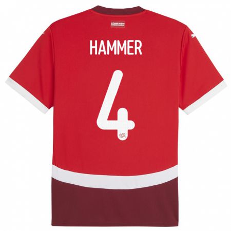 Kandiny Kinder Schweiz Pascal Hammer #4 Rot Heimtrikot Trikot 24-26 T-Shirt