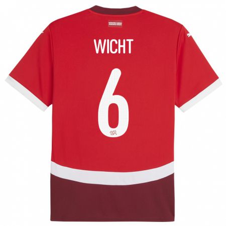 Kandiny Kinder Schweiz Nathan Wicht #6 Rot Heimtrikot Trikot 24-26 T-Shirt
