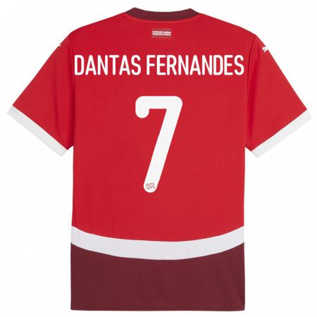 Kandiny Kinder Schweiz Ronaldo Dantas Fernandes #7 Rot Heimtrikot Trikot 24-26 T-Shirt