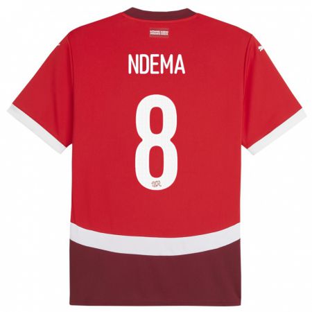 Kandiny Kinder Schweiz Lois Ndema #8 Rot Heimtrikot Trikot 24-26 T-Shirt