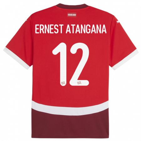 Kandiny Kinder Schweiz Brian Ernest Atangana #12 Rot Heimtrikot Trikot 24-26 T-Shirt