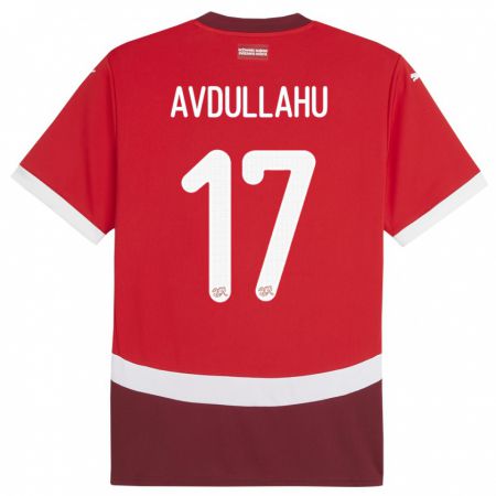 Kandiny Kinder Schweiz Leon Avdullahu #17 Rot Heimtrikot Trikot 24-26 T-Shirt