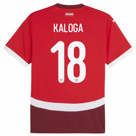 Kandiny Kinder Schweiz Issa Kaloga #18 Rot Heimtrikot Trikot 24-26 T-Shirt