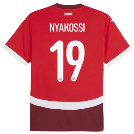 Kandiny Kinder Schweiz Roggerio Nyakossi #19 Rot Heimtrikot Trikot 24-26 T-Shirt