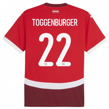 Kandiny Kinder Schweiz Nando Toggenburger #22 Rot Heimtrikot Trikot 24-26 T-Shirt