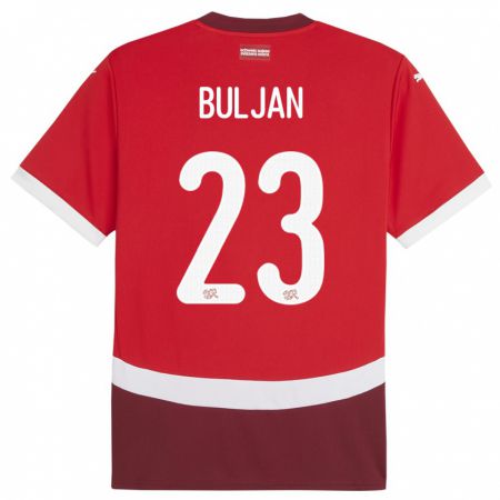 Kandiny Kinder Schweiz Leo Buljan #23 Rot Heimtrikot Trikot 24-26 T-Shirt