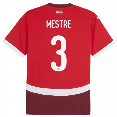 Kandiny Kinder Schweiz Luis Mestre #3 Rot Heimtrikot Trikot 24-26 T-Shirt