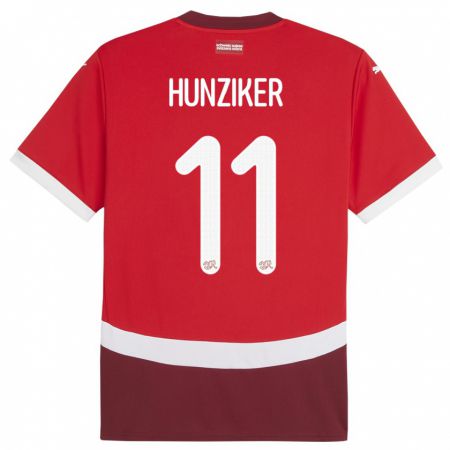 Kandiny Kinder Schweiz Andrin Hunziker #11 Rot Heimtrikot Trikot 24-26 T-Shirt