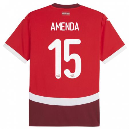 Kandiny Kinder Schweiz Aurele Amenda #15 Rot Heimtrikot Trikot 24-26 T-Shirt