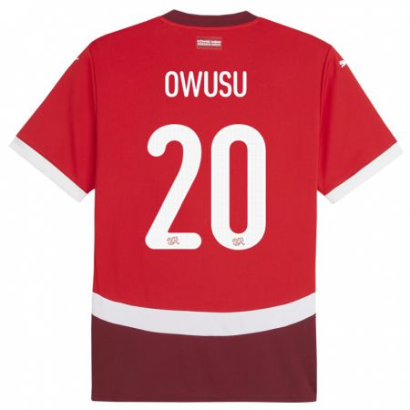 Kandiny Kinder Schweiz Tyron Owusu #20 Rot Heimtrikot Trikot 24-26 T-Shirt