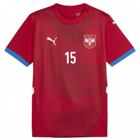 Kandiny Kinder Serbien Mihajlo Ilic #15 Rot Heimtrikot Trikot 24-26 T-Shirt