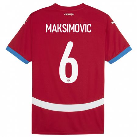 Kandiny Kinder Serbien Nemanja Maksimovic #6 Rot Heimtrikot Trikot 24-26 T-Shirt