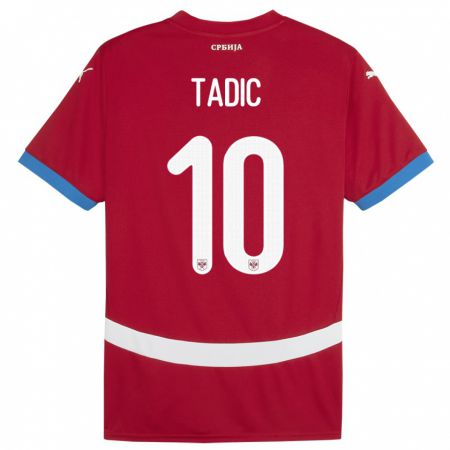 Kandiny Kinder Serbien Dusan Tadic #10 Rot Heimtrikot Trikot 24-26 T-Shirt