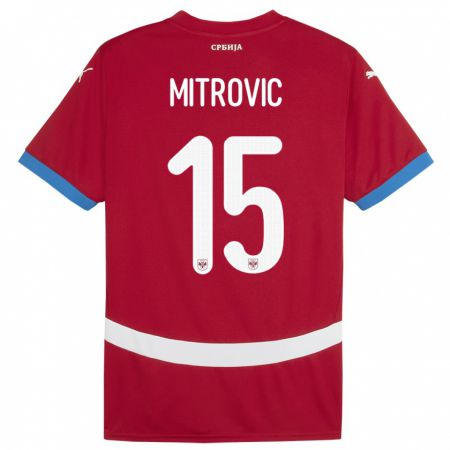 Kandiny Kinder Serbien Stefan Mitrovic #15 Rot Heimtrikot Trikot 24-26 T-Shirt