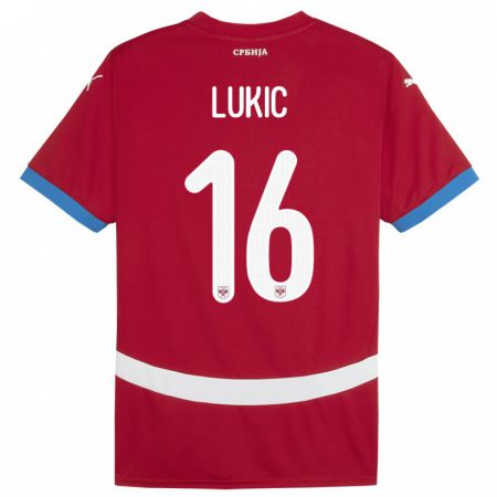 Kandiny Kinder Serbien Sasa Lukic #16 Rot Heimtrikot Trikot 24-26 T-Shirt