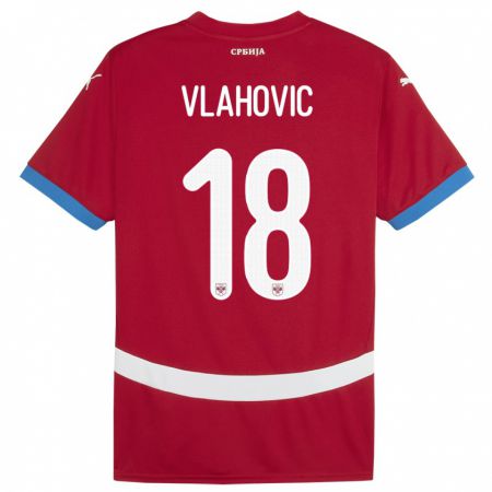 Kandiny Kinder Serbien Dusan Vlahovic #18 Rot Heimtrikot Trikot 24-26 T-Shirt