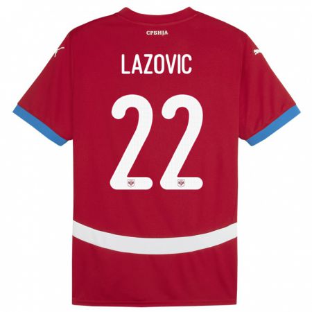 Kandiny Kinder Serbien Darko Lazovic #22 Rot Heimtrikot Trikot 24-26 T-Shirt