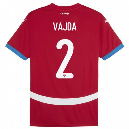 Kandiny Kinder Serbien Orsoja Vajda #2 Rot Heimtrikot Trikot 24-26 T-Shirt