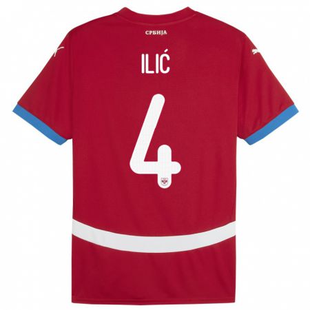 Kandiny Kinder Serbien Marija Ilic #4 Rot Heimtrikot Trikot 24-26 T-Shirt