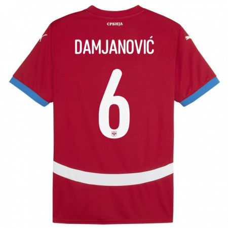 Kandiny Kinder Serbien Nevena Damjanovic #6 Rot Heimtrikot Trikot 24-26 T-Shirt