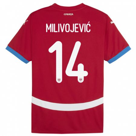 Kandiny Kinder Serbien Vesna Milivojevic #14 Rot Heimtrikot Trikot 24-26 T-Shirt