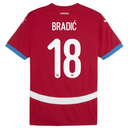 Kandiny Kinder Serbien Biljana Bradic #18 Rot Heimtrikot Trikot 24-26 T-Shirt