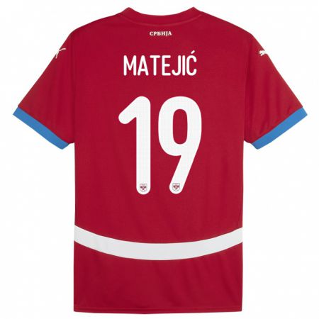 Kandiny Kinder Serbien Nina Matejic #19 Rot Heimtrikot Trikot 24-26 T-Shirt
