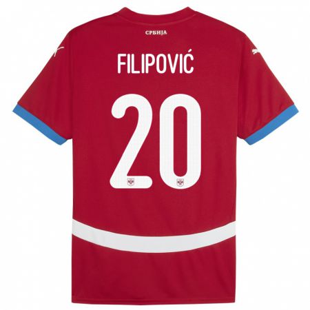 Kandiny Kinder Serbien Tijana Filipovic #20 Rot Heimtrikot Trikot 24-26 T-Shirt