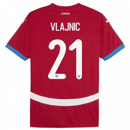 Kandiny Kinder Serbien Tyla Jay Vlajnic #21 Rot Heimtrikot Trikot 24-26 T-Shirt
