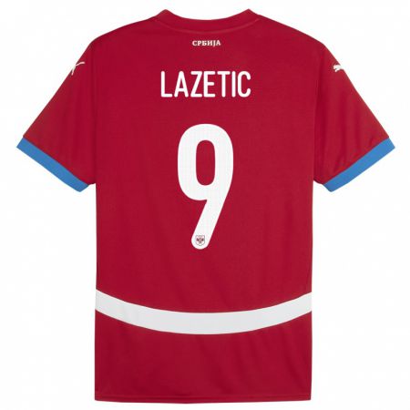 Kandiny Kinder Serbien Marko Lazetic #9 Rot Heimtrikot Trikot 24-26 T-Shirt