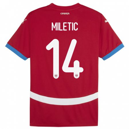 Kandiny Kinder Serbien Vladimir Miletic #14 Rot Heimtrikot Trikot 24-26 T-Shirt