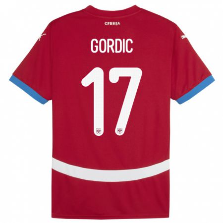 Kandiny Kinder Serbien Djordje Gordic #17 Rot Heimtrikot Trikot 24-26 T-Shirt