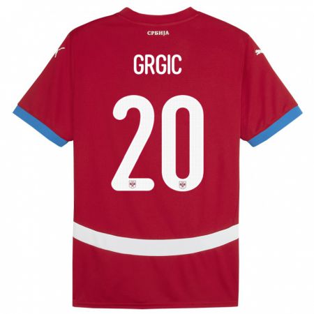 Kandiny Kinder Serbien Dario Grgic #20 Rot Heimtrikot Trikot 24-26 T-Shirt