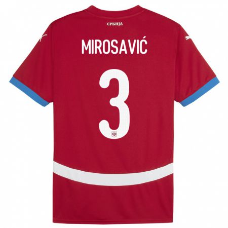 Kandiny Kinder Serbien Veljko Mirosavic #3 Rot Heimtrikot Trikot 24-26 T-Shirt