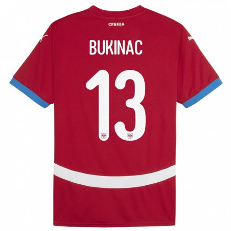 Kandiny Kinder Serbien Stefan Bukinac #13 Rot Heimtrikot Trikot 24-26 T-Shirt
