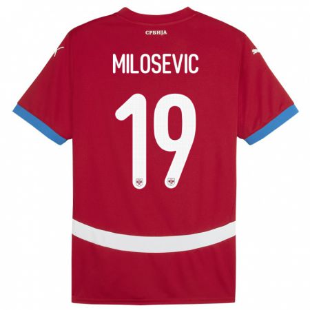 Kandiny Kinder Serbien Jovan Milosevic #19 Rot Heimtrikot Trikot 24-26 T-Shirt