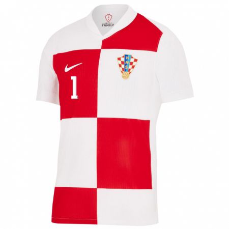 Kandiny Kinder Kroatien Dominik Kotarski #1 Weiß Rot Heimtrikot Trikot 24-26 T-Shirt