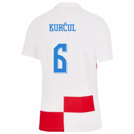 Kandiny Kinder Kroatien Bruno Burcul #6 Weiß Rot Heimtrikot Trikot 24-26 T-Shirt